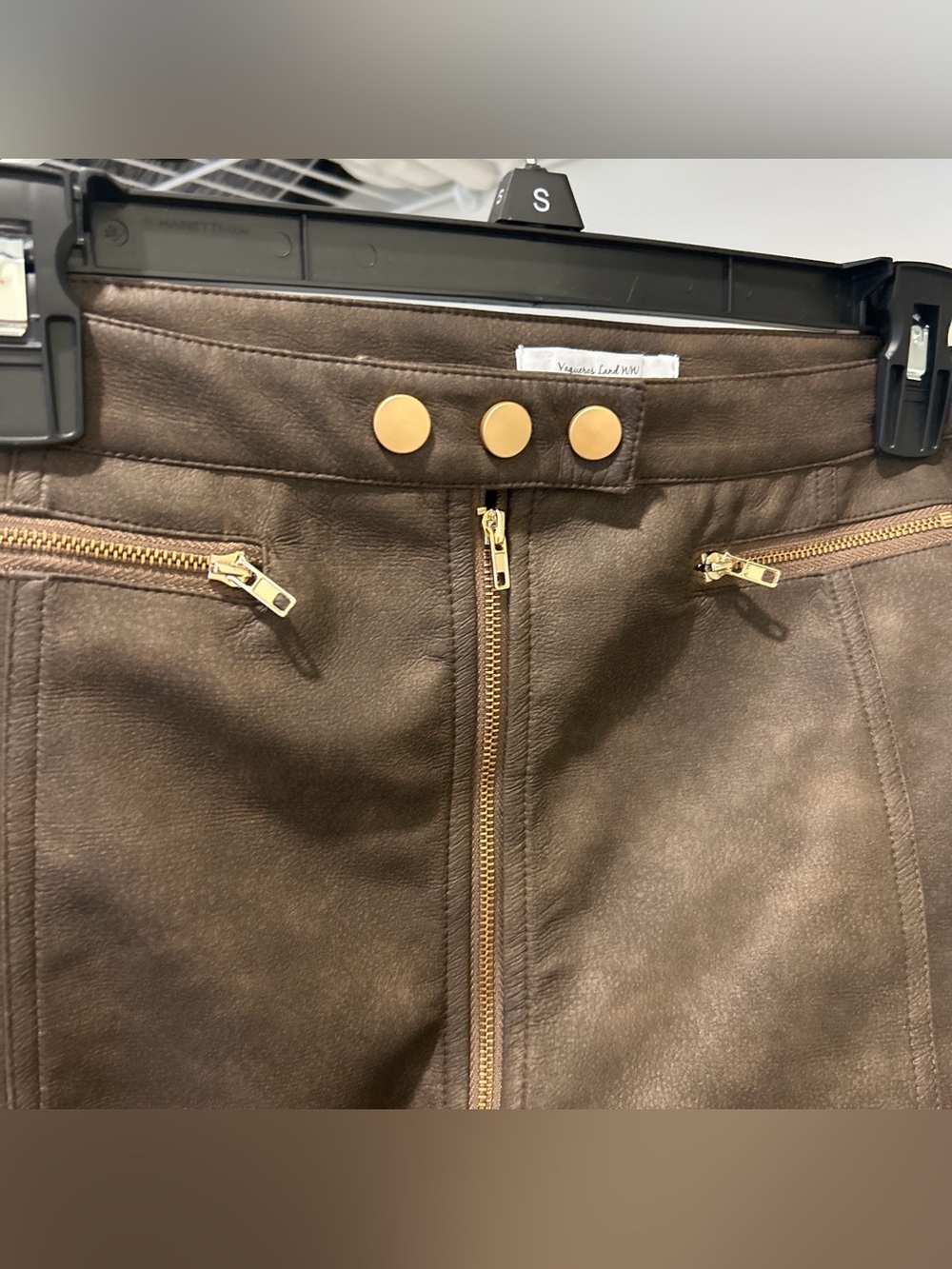 Brown Mini Skirt with Zipper Front